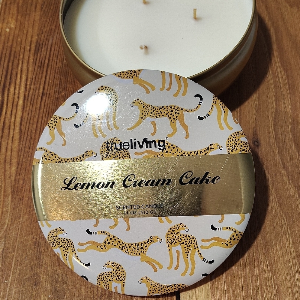 Gold and Cream Candle Holder with Elegant Accents,  Lemon Cream Cake Scented